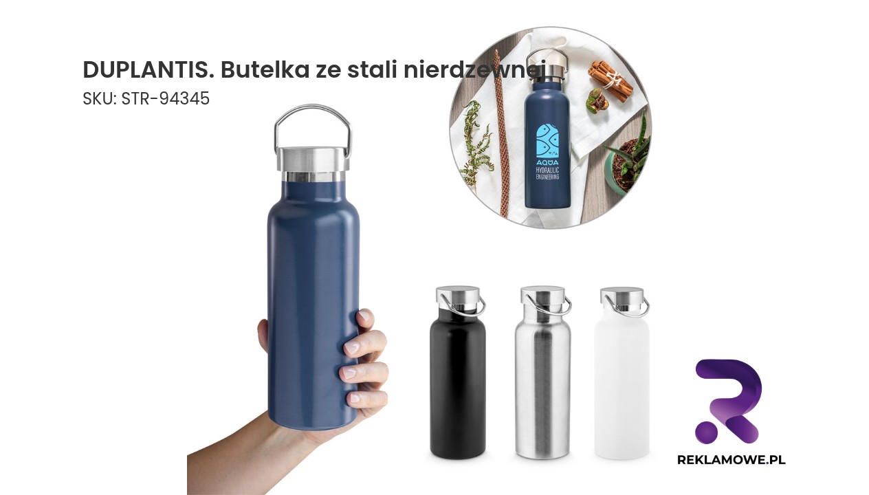 DUPLANTIS. Butelka ze stali nierdzewnej (36% z recyklingu) z izolacją próżniową 810 ml Butelka DUPLANTIS ze stali nierdzewnej