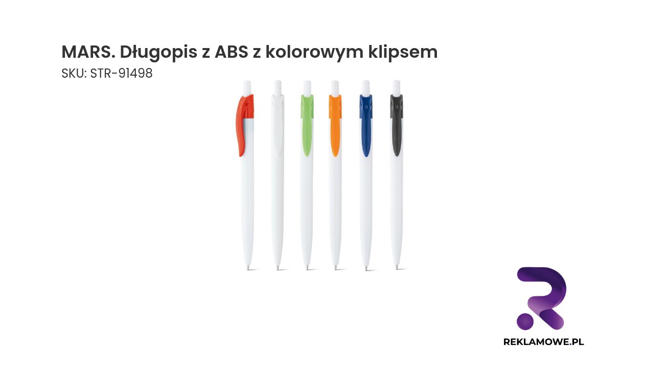 MARS. Długopis z ABS z kolorowym klipsem MARS długopis z ABS z kolorowym klipsem – praktyczny długopis reklamowy