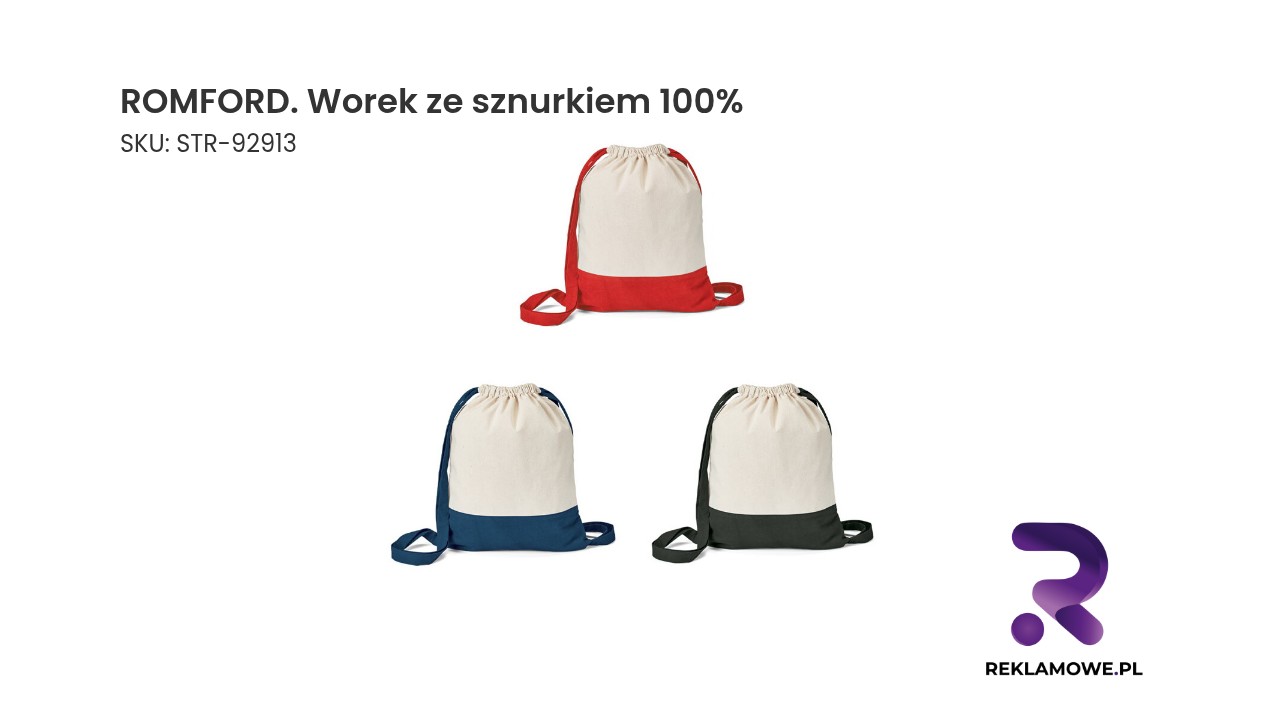 ROMFORD. Worek ze sznurkiem, 100% bawełna (180 g/m²) ROMFORD worek ze sznurkiem 100% bawełna